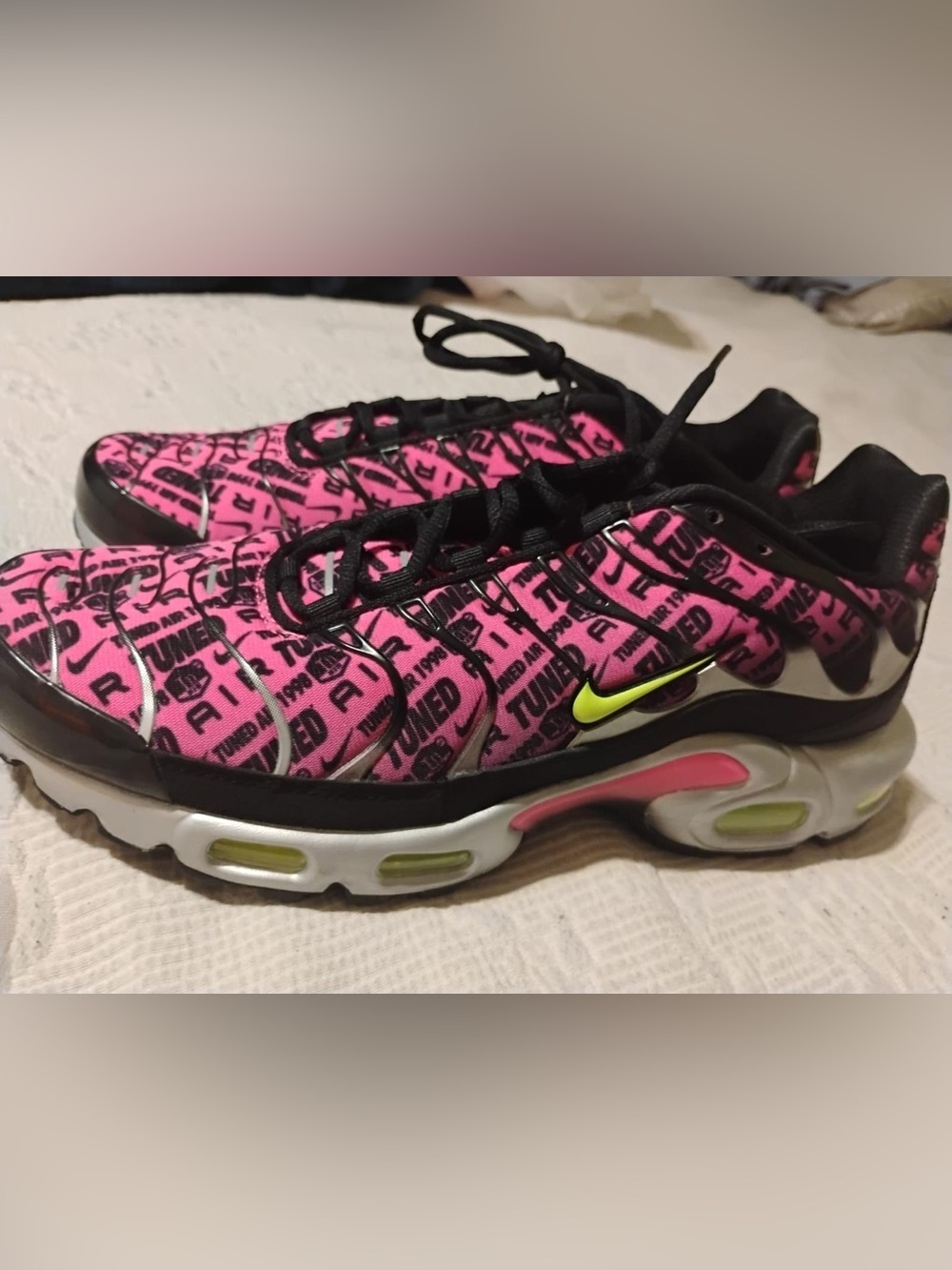 Nike  Pink and Black Tuned Air Sneakers with Neon Accents